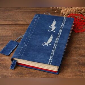 Handmade Indigo Batik Journal Cotton Fabric Cover 9x5.5 Hand Bound Gift